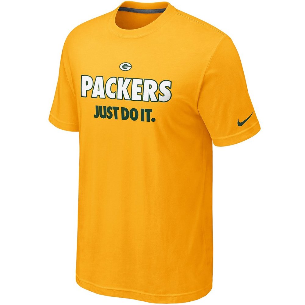 Nike Green Bay Packers Just Do It Shirt Yellow NEW